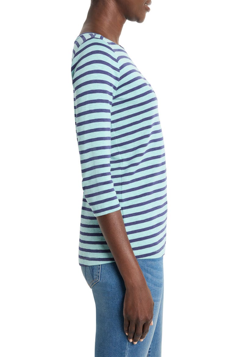 Stripe Boat Neck T-Shirt, Alternate, color, AQUA MULTI