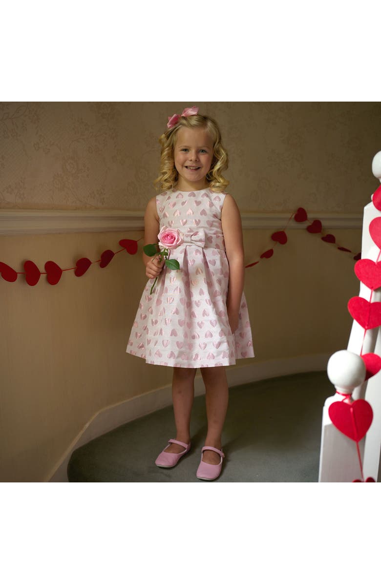 Rachel Riley Sleeveless Heart Damask Dress, Alternate, color, Pink