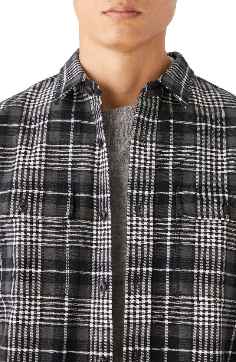 Frank And Oak Kapok Plaid Flannel Button-Up Overshirt, Alternate, color, 