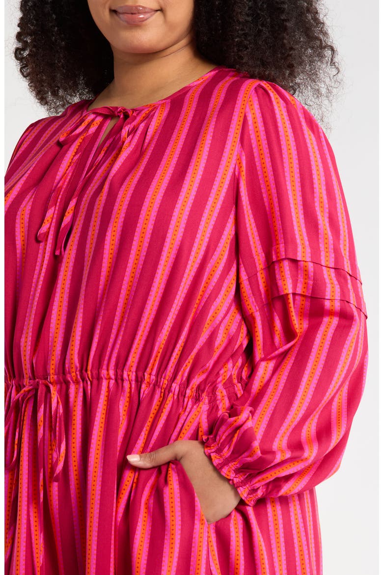 Clarisa Stripes Lomie Long Sleeve Dress, Alternate, color, FUCHSIA-ORANGE