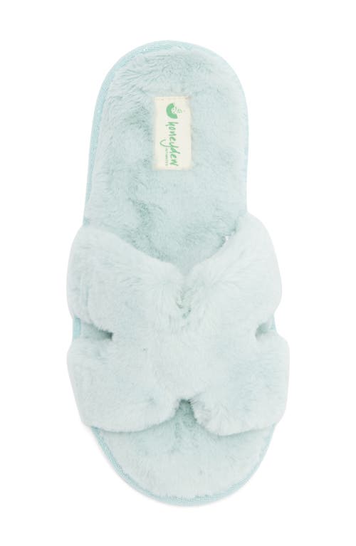 Honeydew H Band Plush Faux Fur Slipper In Green