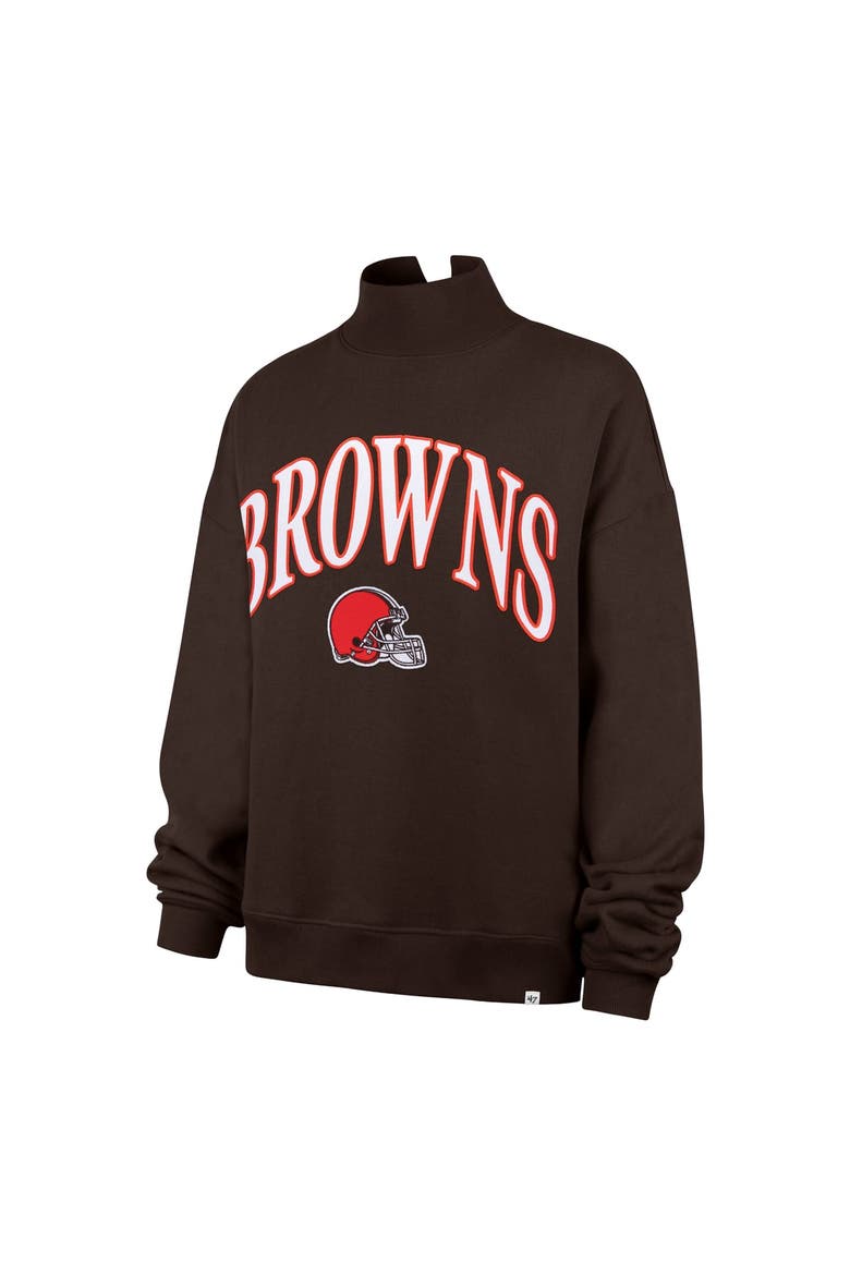 Women's '47 Brown Cleveland Browns Oversized Vantage Mock Neck Sweatshirt, Alternate, color, Brown