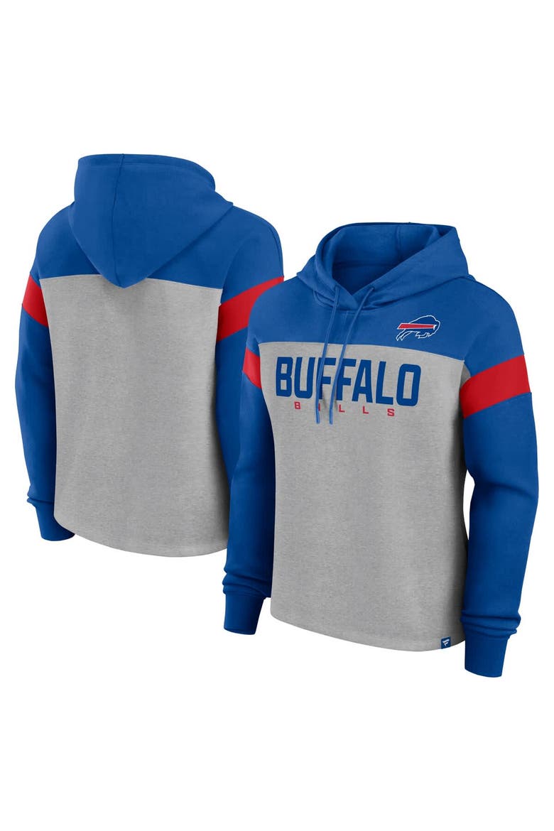 Women's Fanatics Heather Gray/Royal Buffalo Bills Bold Play Call Pullover Hoodie, Main, color, Heather Gray