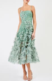 HELSI Lily Sequin Floral Appliqué Midi Dress