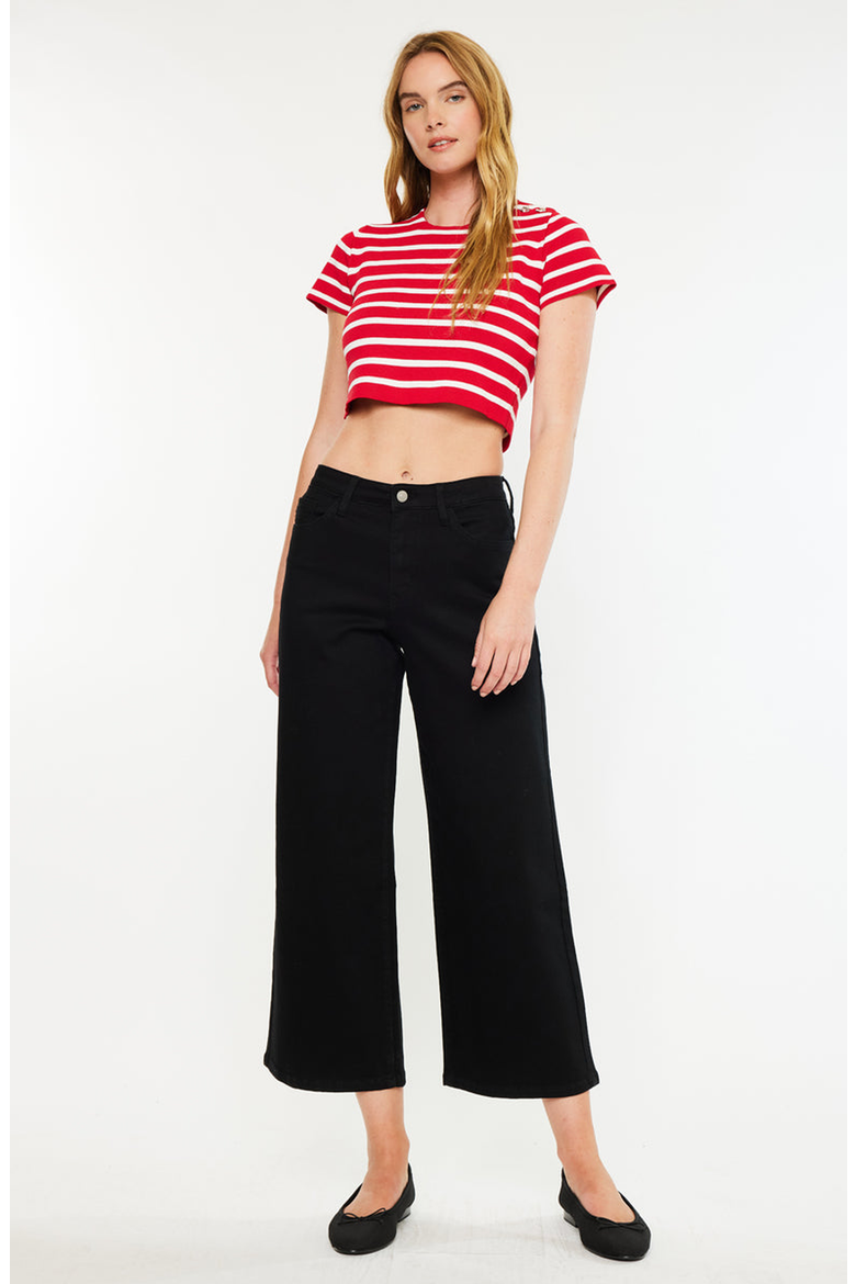 Shea High Rise Cropped Wide Leg Jeans, Alternate, color, Black