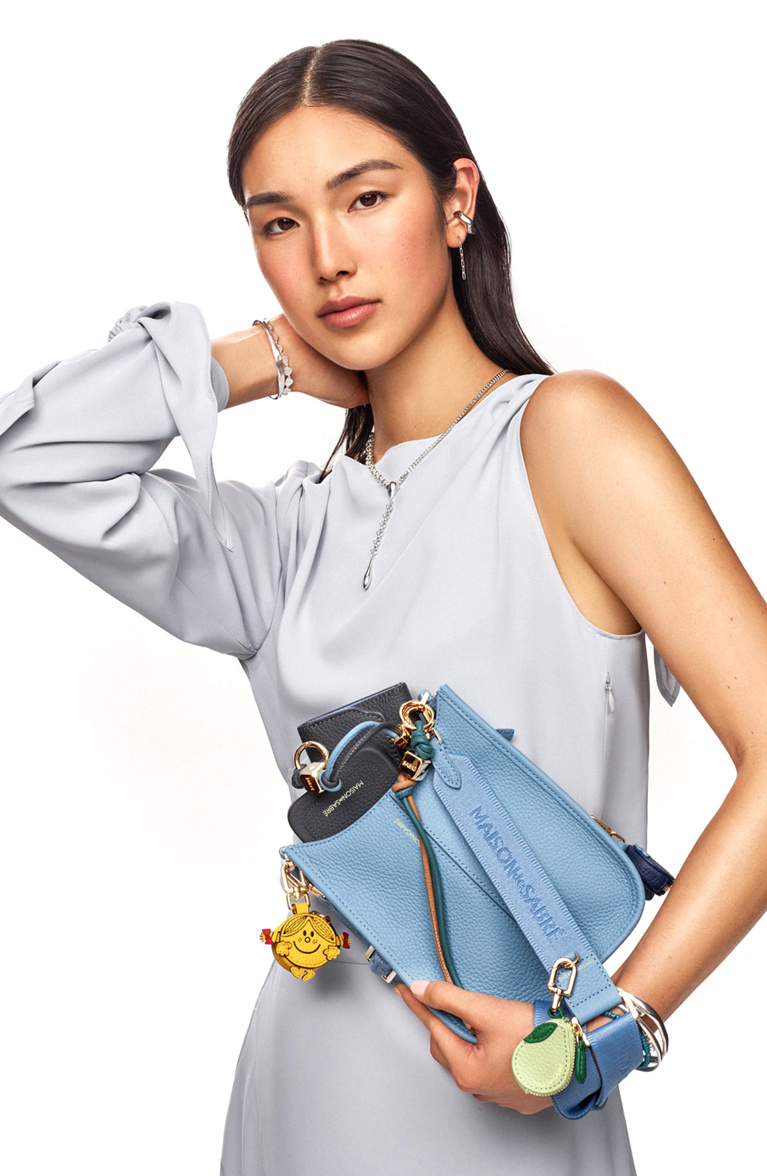 Leather Mini Saddle Bag, Alternate, color, Sky Blue