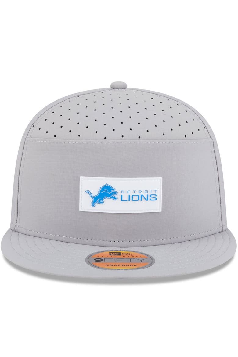 Men's New Era Gray Detroit Lions 2025 Sideline  Split Panel 9FIFTY Snapback Hat, Alternate, color, Gray