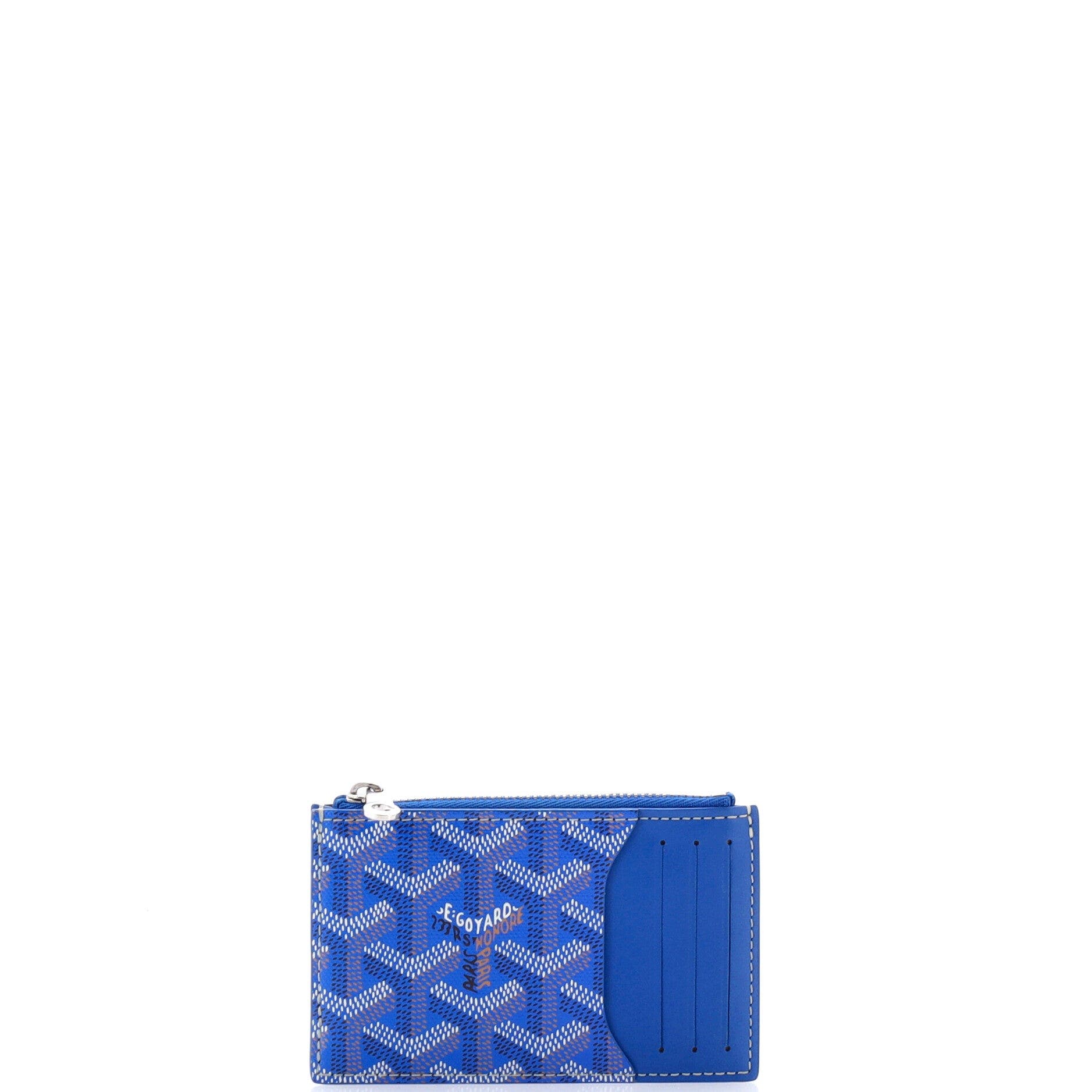 Bourbon Zipped Card Holder Coated Canvas, Main, color, Blue