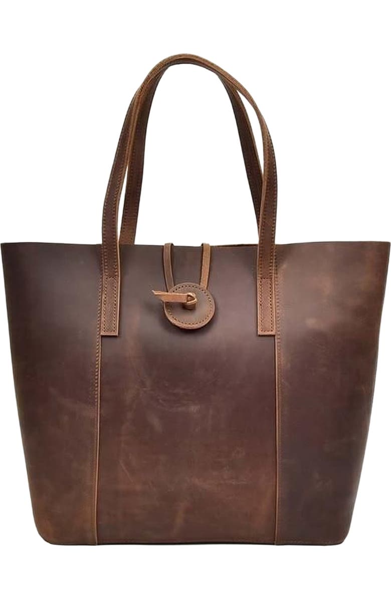 STEEL HORSE LEATHER The Taavi Tote | Handcrafted Leather Tote Bag, Main, color, Brown