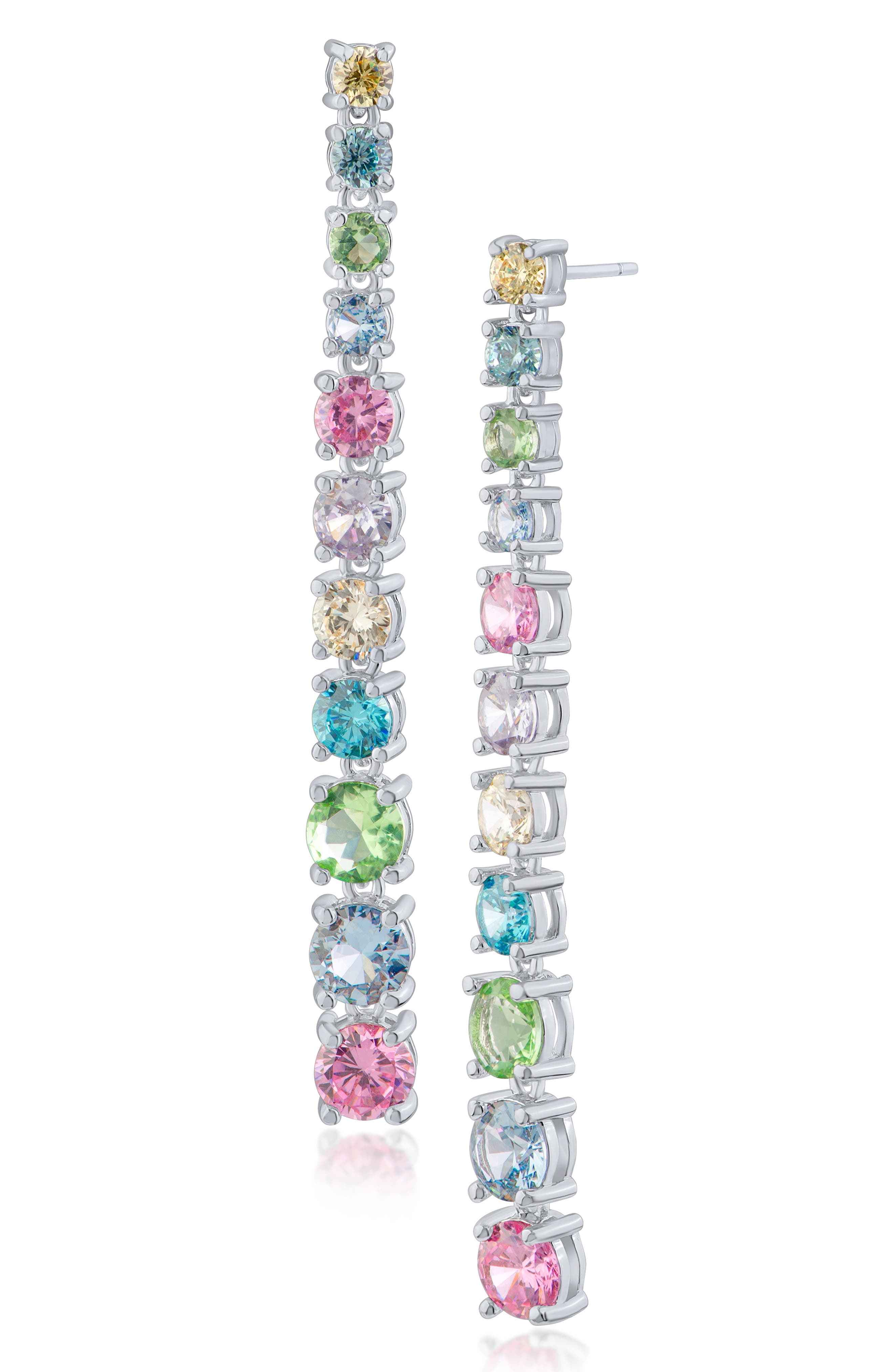 Graduated Multicolor Cubic Zirconia Drop Earrings