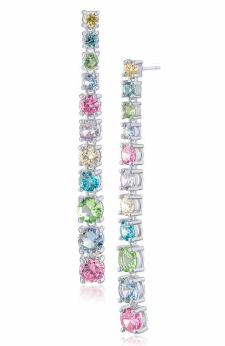 Graduated Multicolor Cubic Zirconia Drop Earrings
