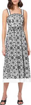 Adelyn Rae Cyrus Floral Embroidered Cotton Fit & Flare Dress