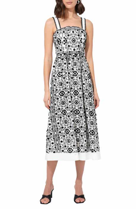 Adelyn Rae Cyrus Floral Embroidered Cotton Fit & Flare Dress
