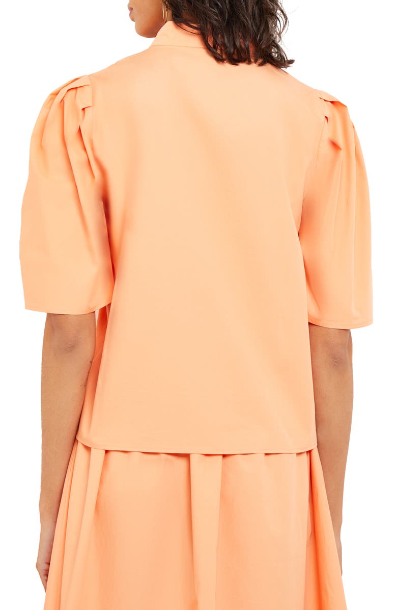 Misook Puff Sleeve Front Button Shirt, Alternate, color, Citrine