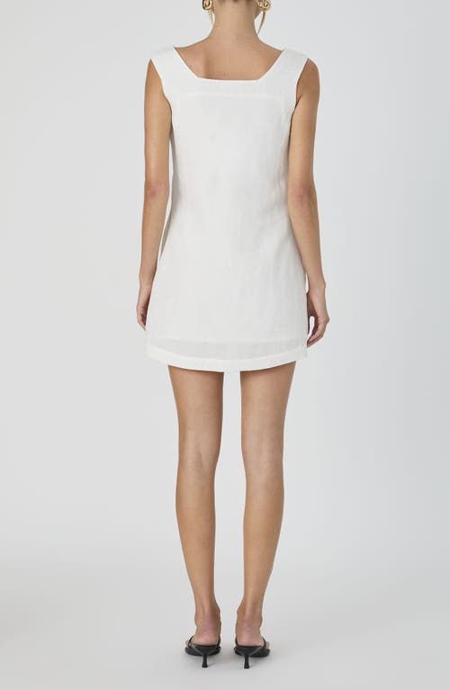 French Connection Birdie Linen Blend Square Neck Dress In White