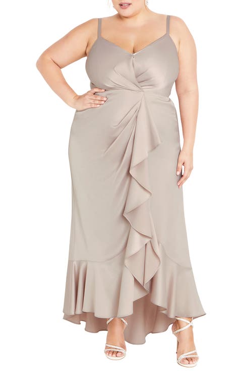 Belle Sleeveless Ruffle Maxi Dress (Plus Size)