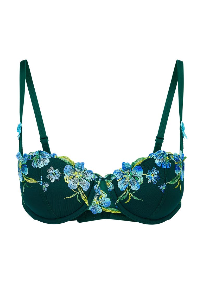 Daphne Contour Balconette Bra, Alternate, color, Floral green