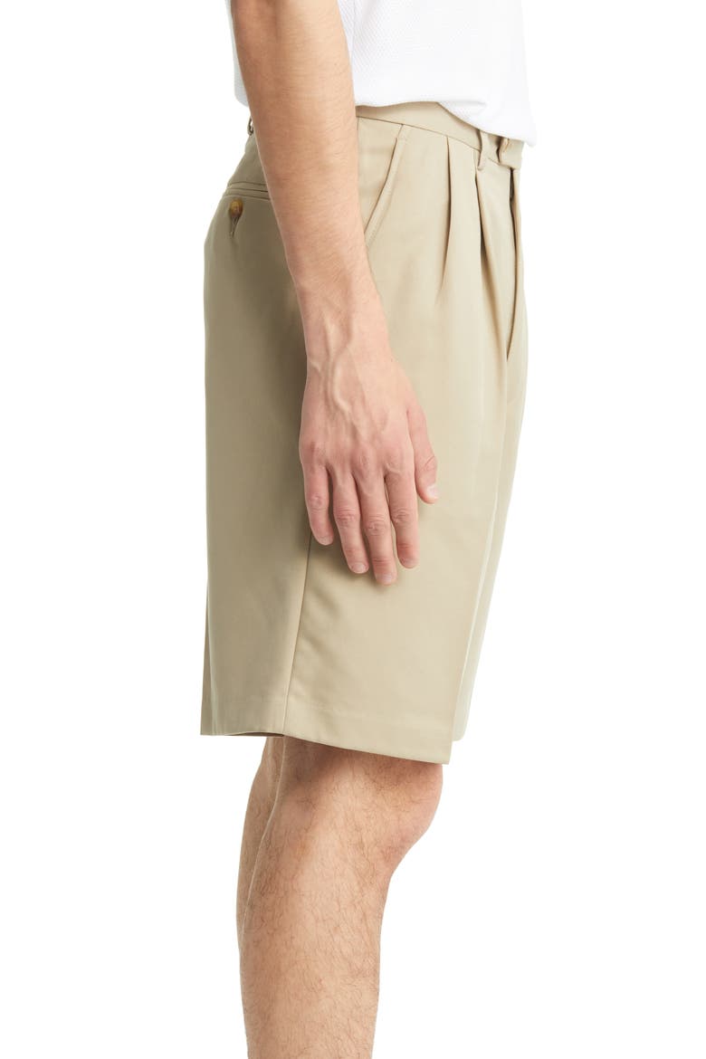 Microfiber Pleated Shorts, Alternate, color, TAN