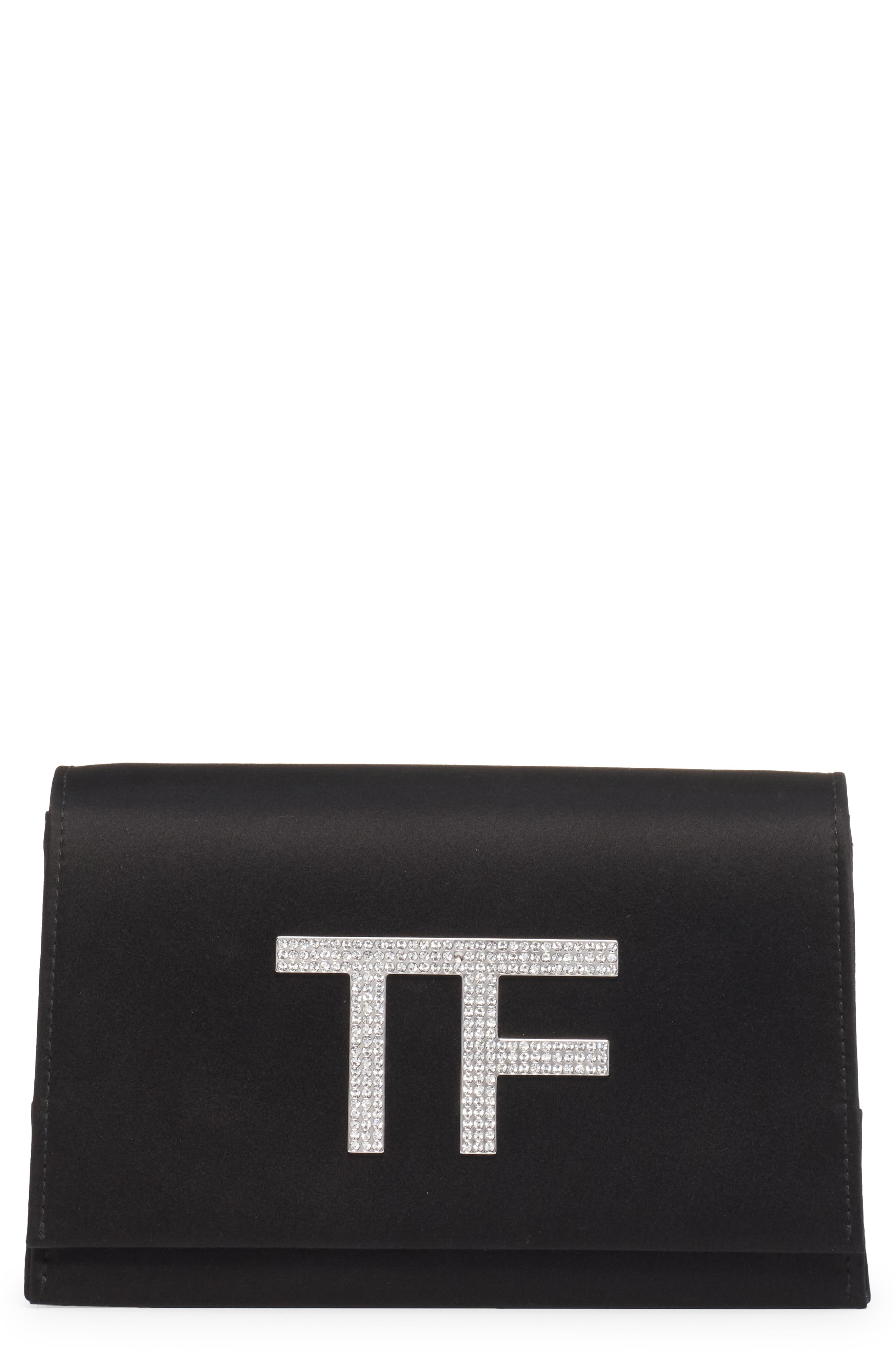 Disco Satin Clutch, Main, color, BLACK