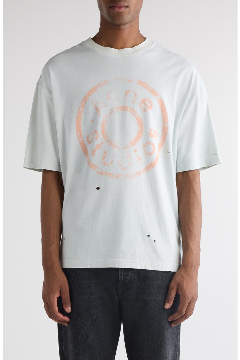 Oversize Ripped Logo Graphic T-Shirt, Main, color, ICE BLUE