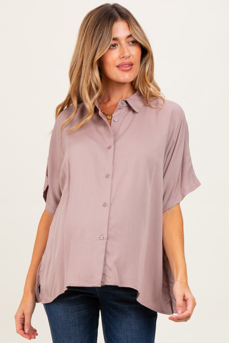 Dolman Sleeve Button Down Blouse, Main, color, Taupe