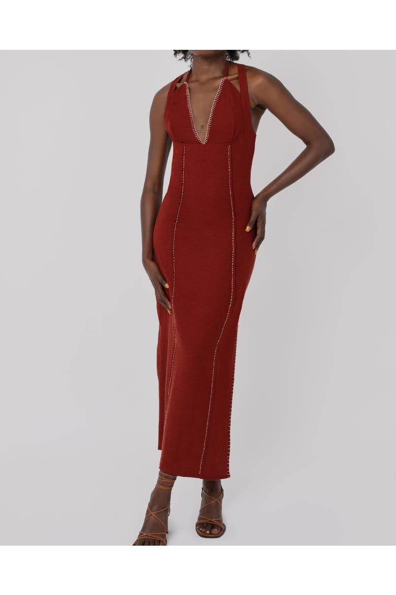 Kavya Halter Midi Dress, Main, color, Rust