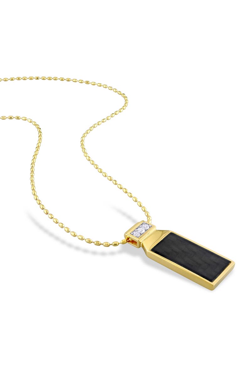 Julianna B. Carbon Fiber Lab-Created White Sapphire Necklace, Alternate, color, Yellow-Plated Sterling Silver