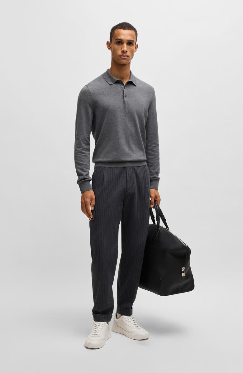 BOSS Gemello Cotton Polo Sweater, Alternate, color, Medium Grey