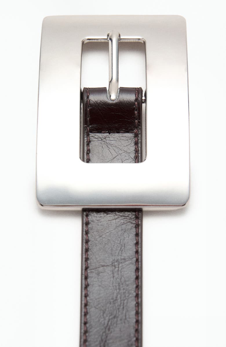 MANGO Maxi Buckle Slim Faux Leather Belt, Alternate, color, 