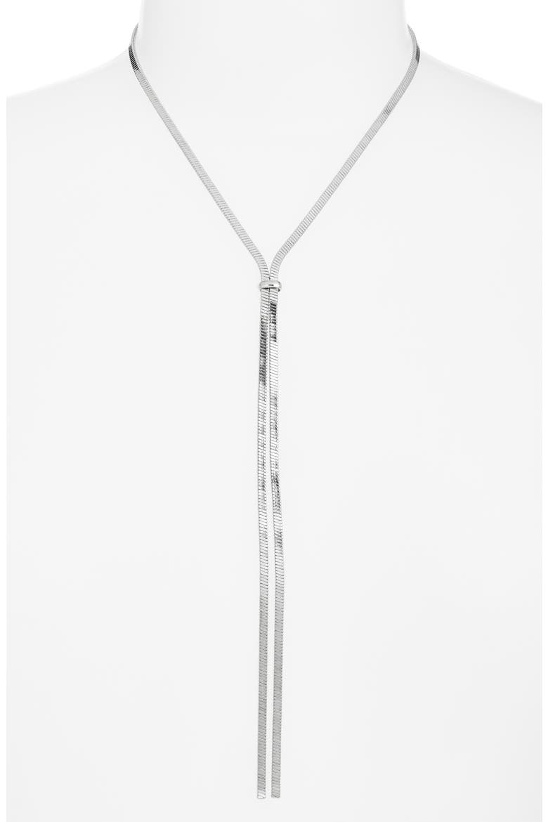 Flat Chain Y Necklace, Alternate, color, SILVER