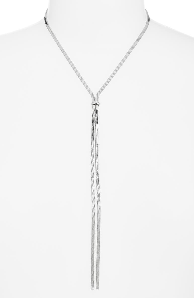 Nordstrom Flat Chain Y Necklace, Alternate, color, Silver