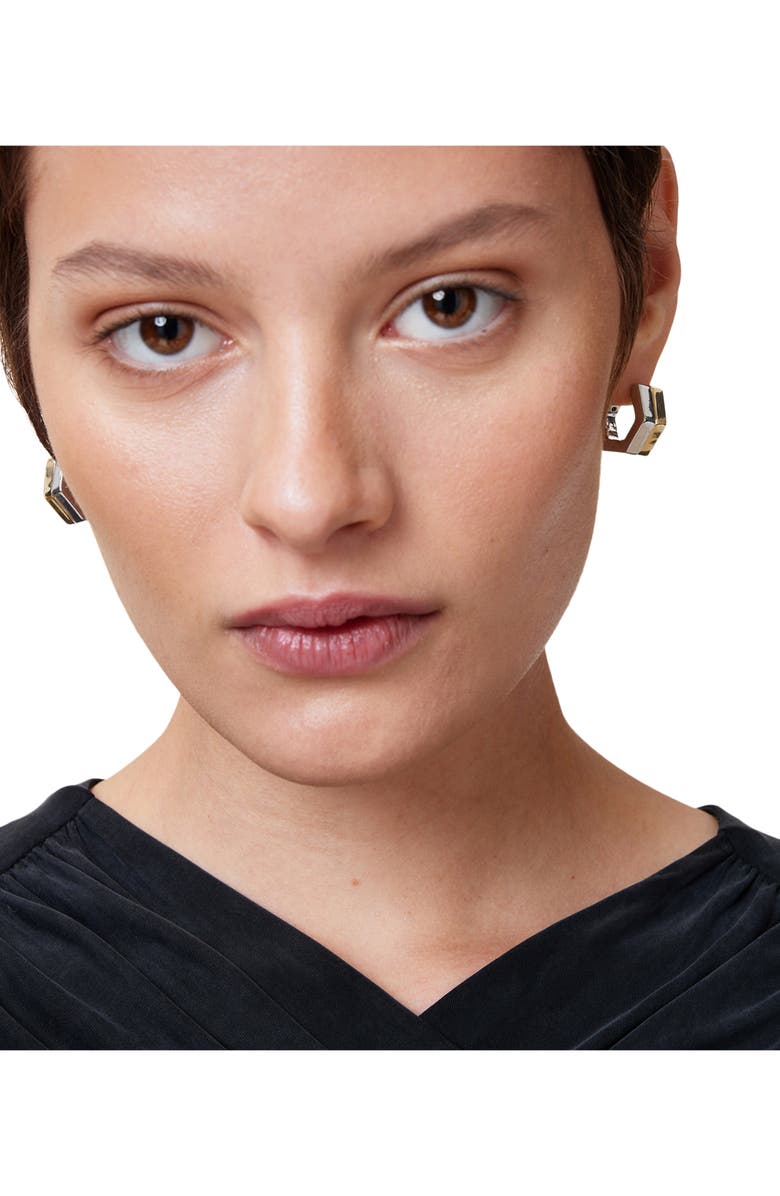 AllSaints Double Hex Hoop Earrings, Alternate, color,