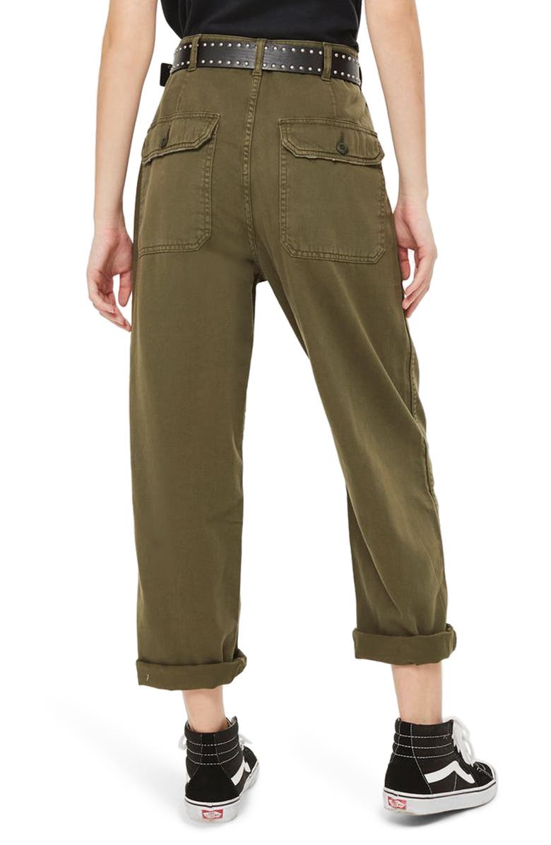 Topshop Wide Leg Utility Trousers, Alternate, color, 