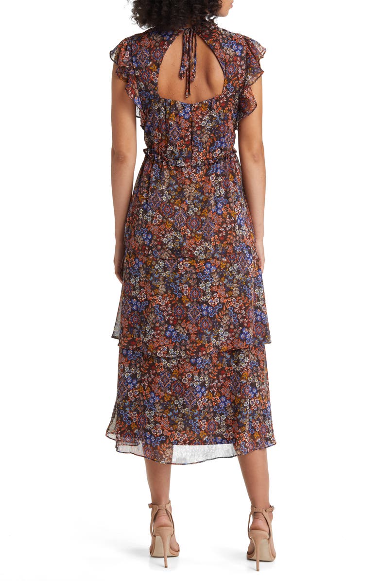 Julia Jordan Floral Ruffle Tiered Midi Dress, Alternate, color,