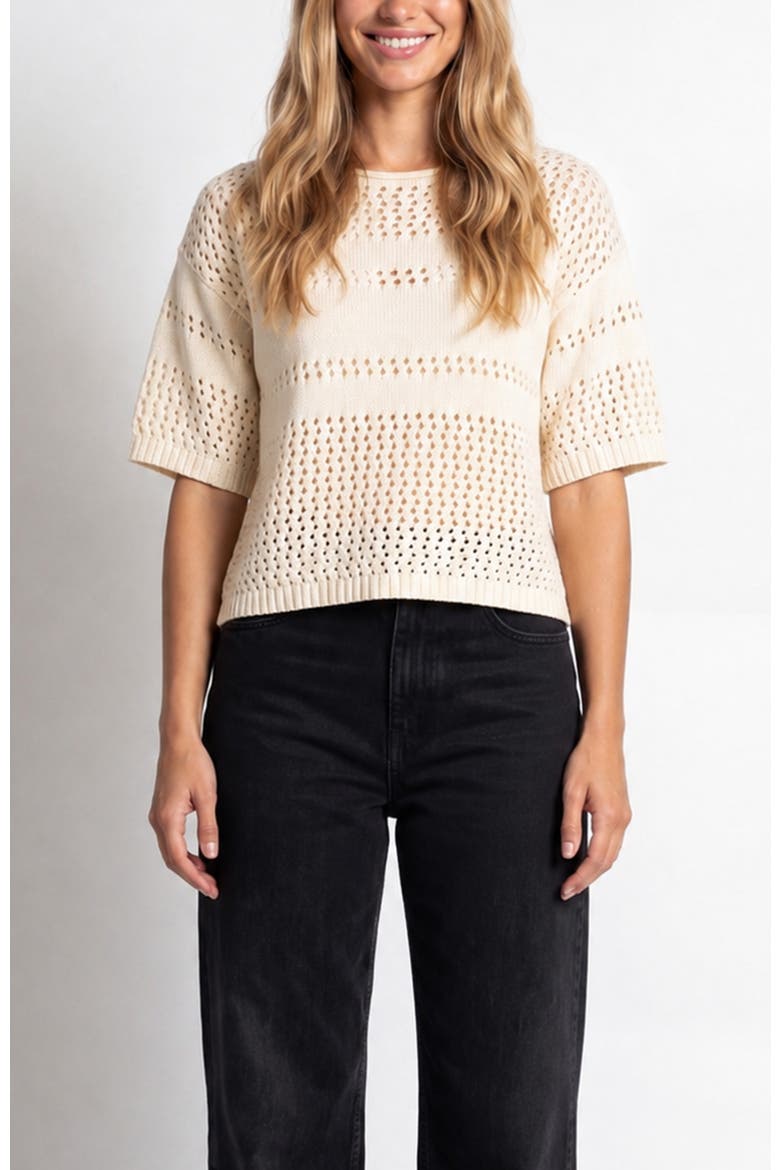 Madison Pointelle Sweater, Main, color, Ivory
