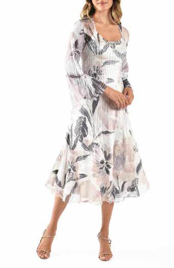 Komarov Chiffon Bell Sleeve Cocktail Dress