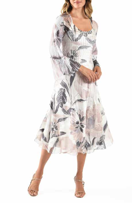 Komarov Chiffon Bell Sleeve Cocktail Dress