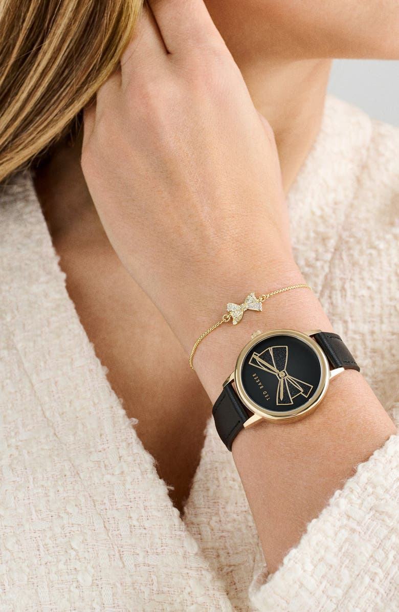 Ted Baker Phylipa Leather Strap Watch & Bracelet Set, 36mm, Alternate, color, Black