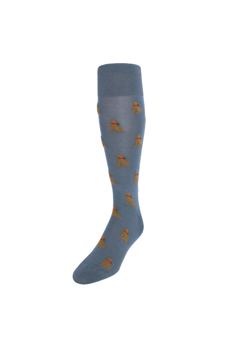 Chestnut the Winter Pup Over The Calf Mercerized Cotton Socks, Main, color, Steel Grey