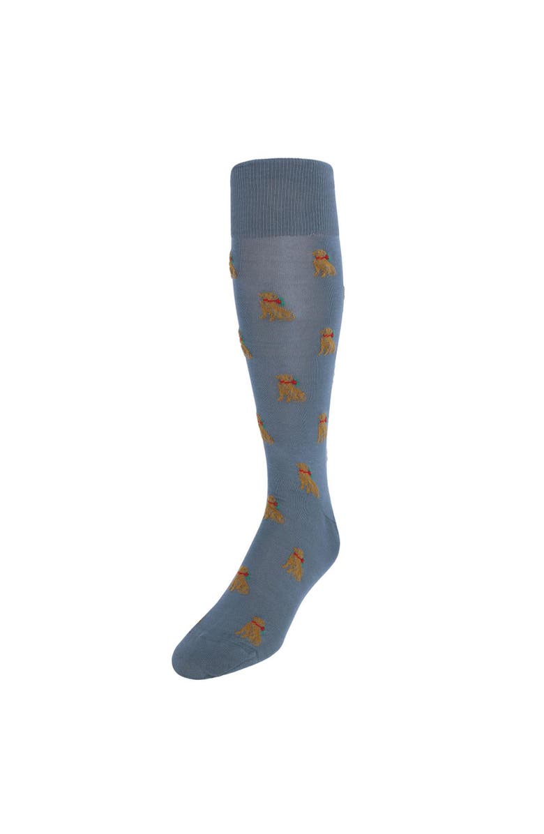 Trafalgar Chestnut the Winter Pup Over The Calf Mercerized Cotton Socks, Main, color, Steel Grey