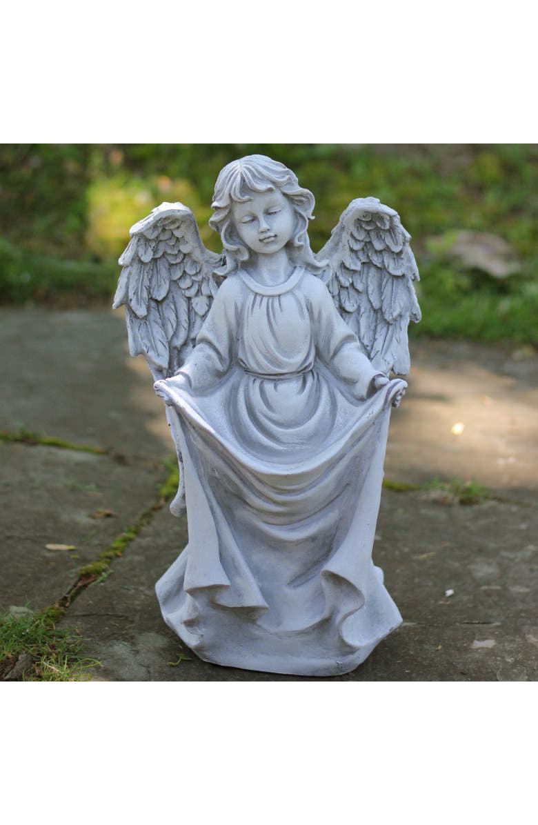Northlight 16.5" Gray Angel Decorative Outdoor Garden Bird Feeder Statue, Alternate, color, Gray