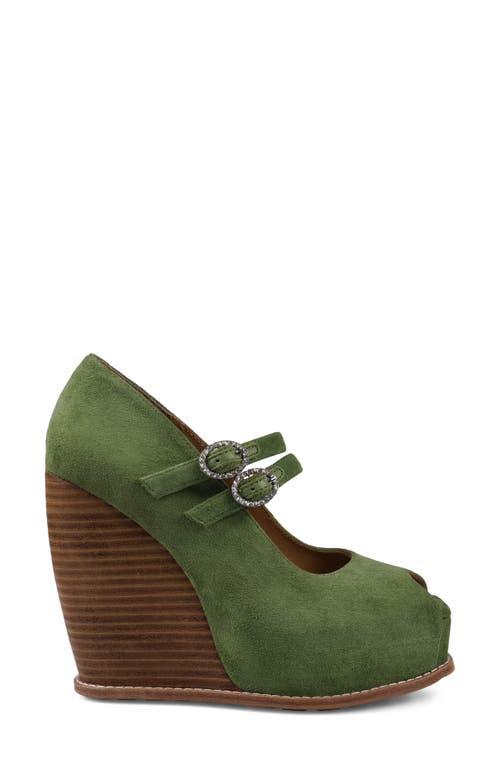Zigi Vennus Platform Wedge Sandal In Olive Suede