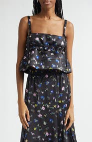 Sacai Floral Print Crop Satin Camisole