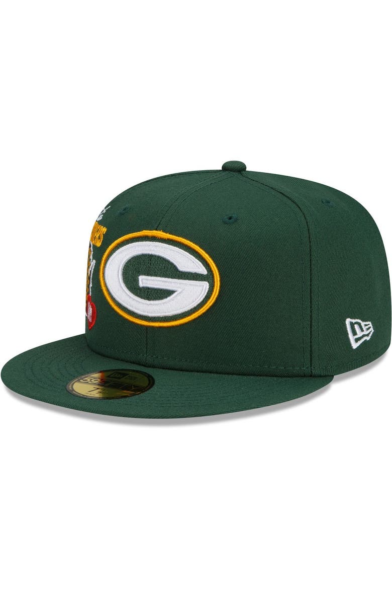 Men's New Era Green Green Bay Packers City Cluster 59FIFTY Fitted Hat, Alternate, color, Green
