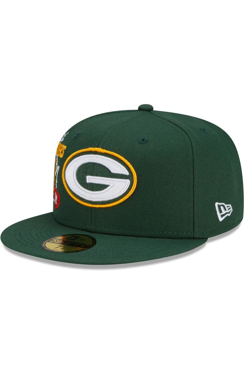 New Era Men's New Era Green Green Bay Packers City Cluster 59FIFTY Fitted Hat, Alternate, color, 