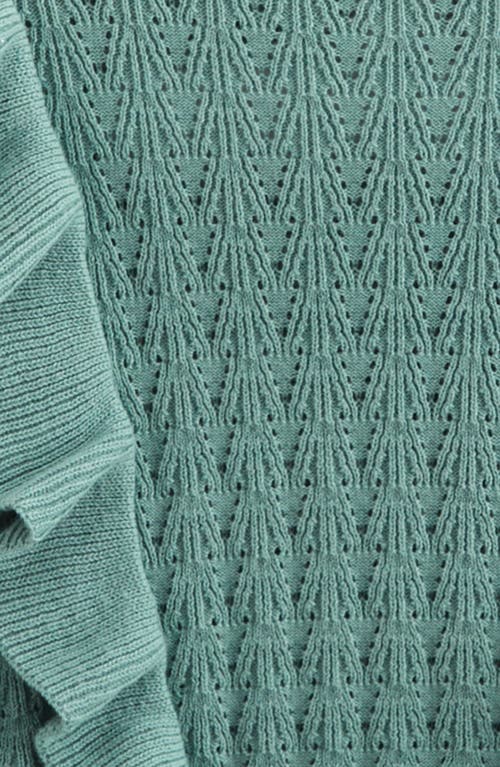 Nordstrom Kids' Ruffle Cotton Pointelle Sweater In Green