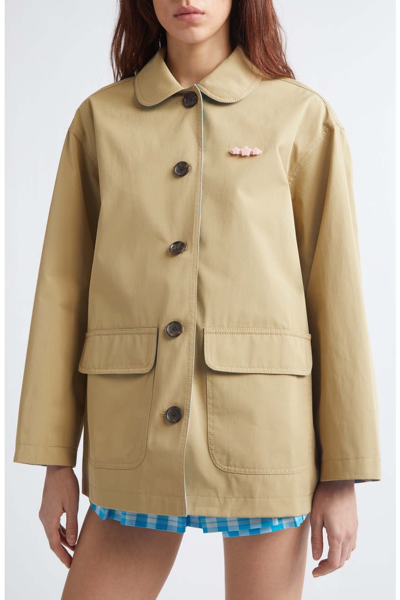 Romaine Cotton Gabardine Barn Jacket, Alternate, color, SAND