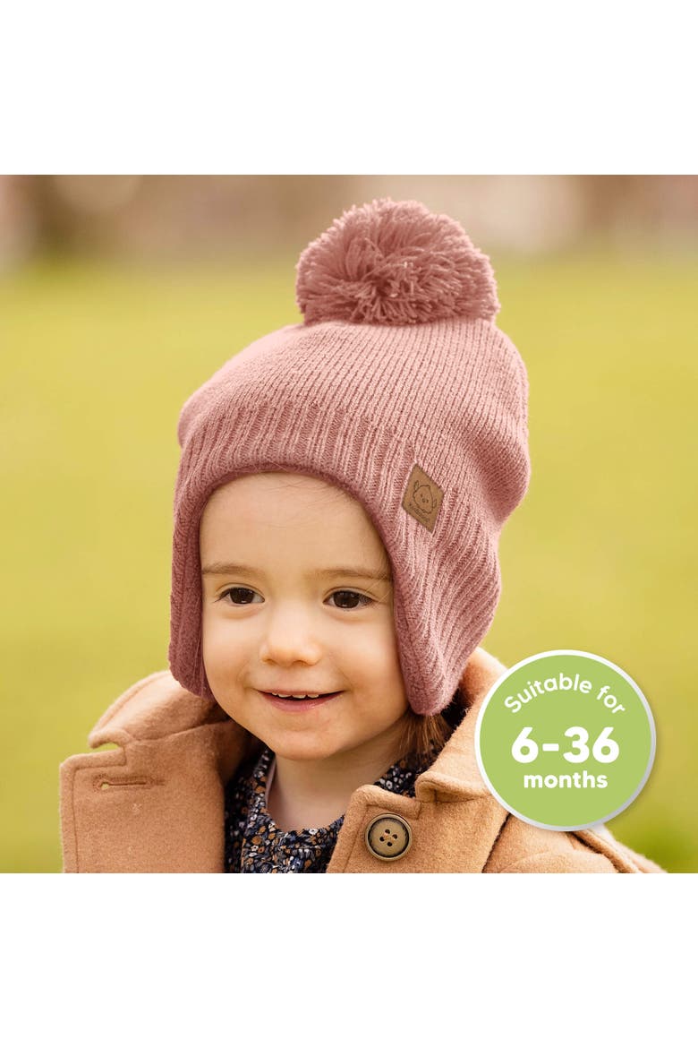 Muff Knitted Beanie, Alternate, color, Tea Rose