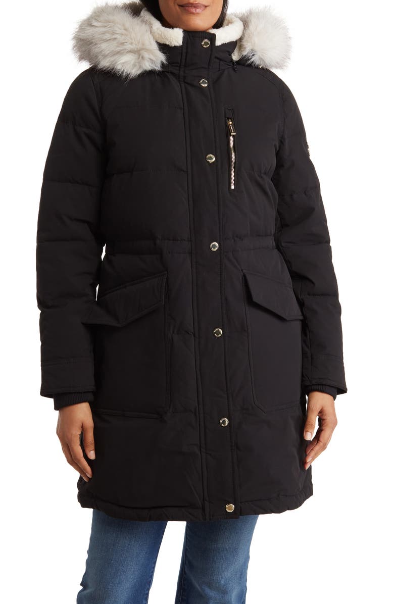 Michael Kors Faux Fur Hood Puffer Jacket, Main, color,