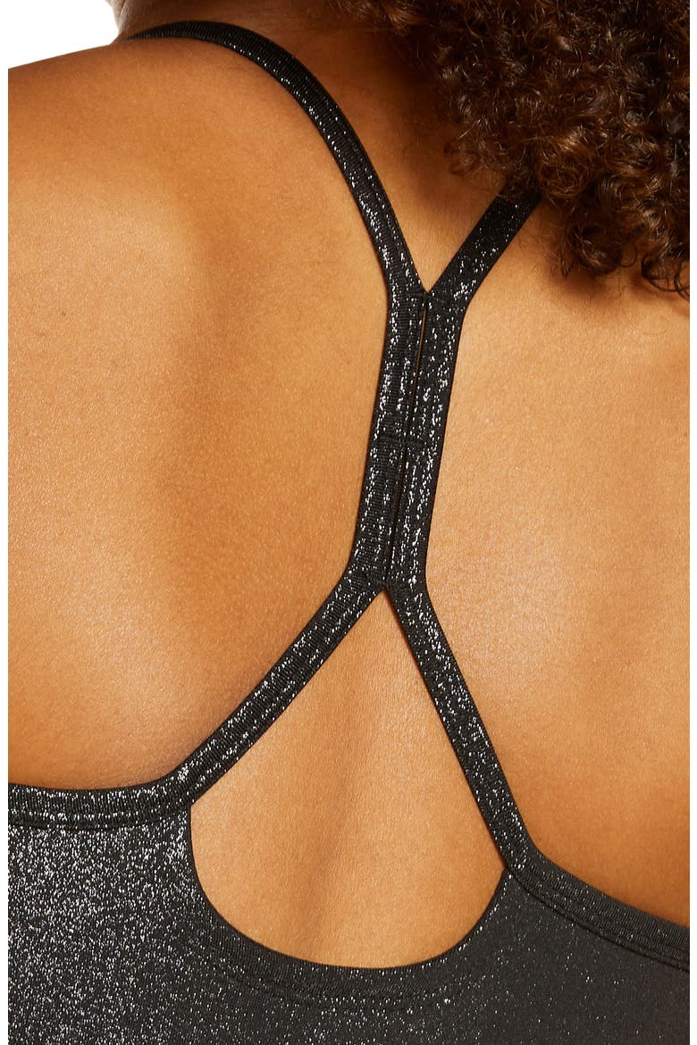 Twinkle Slim Racerback Sports Bra, Alternate, color, BLACK-SILVER TWINKLE